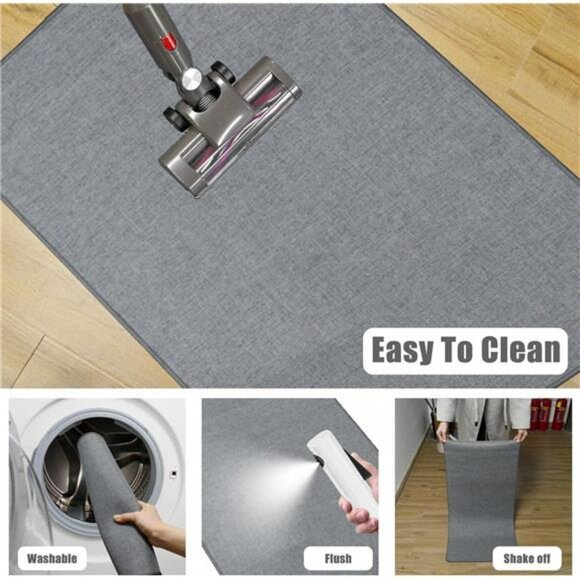 Gray Bathroom Rug Thin Low Profile Bath Mat Non Slip Absorbent Washable Door Car - Picture 5 of 7
